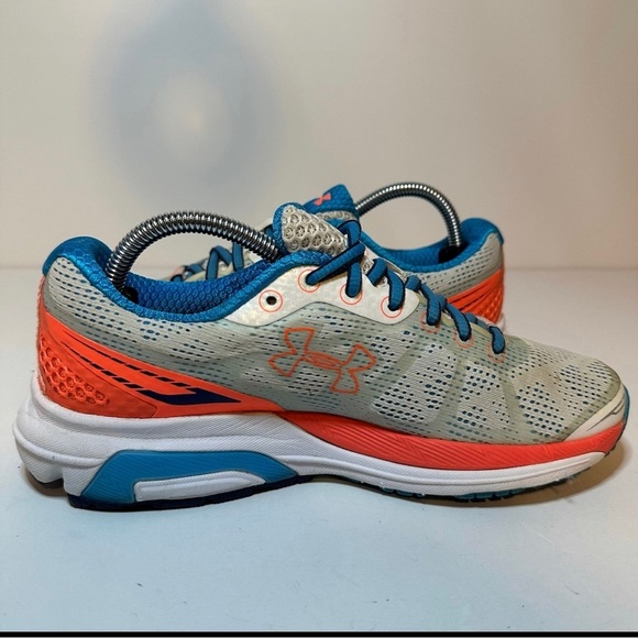 Under Armour Womens Bandit Running Shoes Size 6.5 Blue Orange Grey (103 Box 13) - Picture 4 of 9